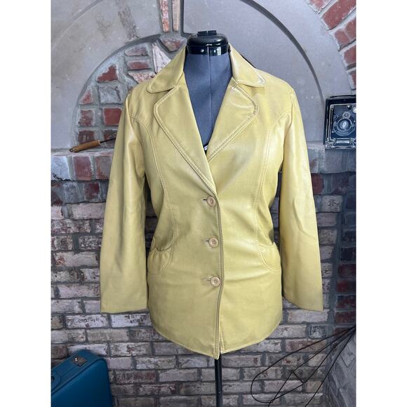 Fingerhut Vegan leather Jacket gun Mustard vintage 1970s - Picture 1 of 15